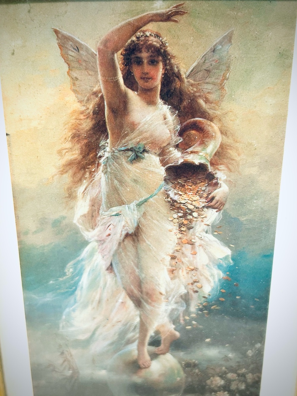 Vintage Framed Art Print Roman Goddess “Fortuna” 5x7 Gallery Wall Lucky